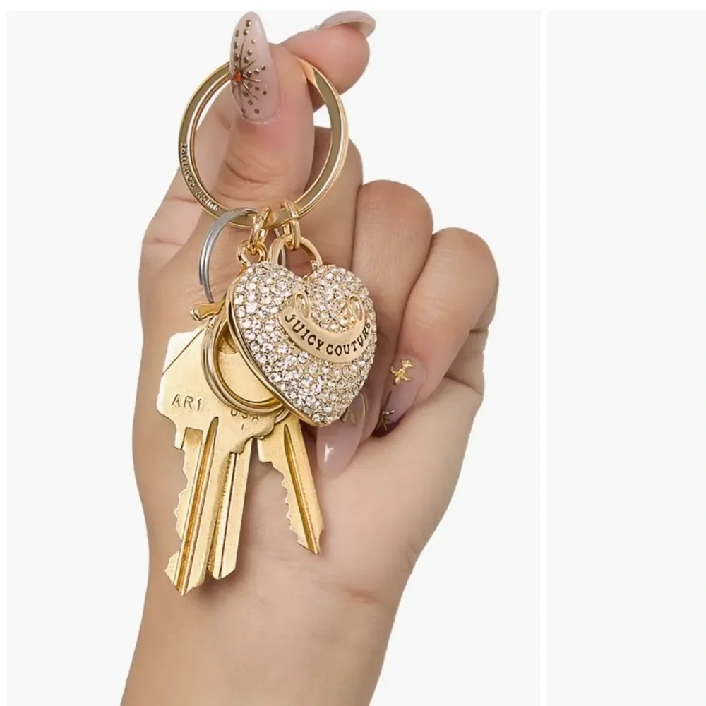 Juicy Couture Gold Pave Heart Purse Charm Keychain